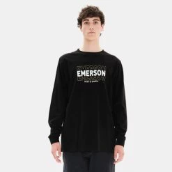 Προώθηση 🌟 Μπλούζα μακρύ μανίκι Emerson Ανδρική Μπλούζα Μακρύ Μανίκι Black 🔥