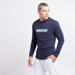 Νέος 🌟 Μπλούζα μακρύ μανίκι Emerson Ανδρική Μπλούζα με Μακρύ Μανίκι NAVY BLUE ✔️